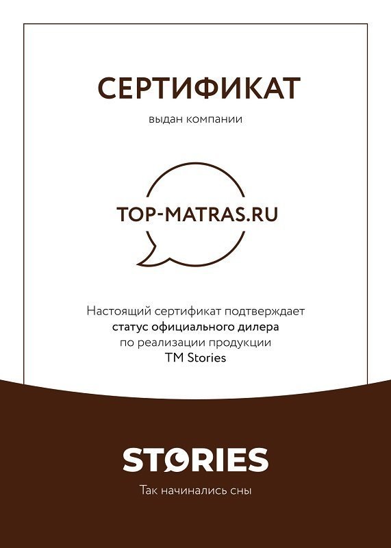 Официальный дилер Stories в Москве Сертификат официального дилера Stories в Москве